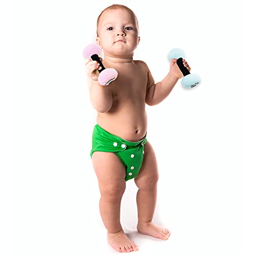 June Garden 6" My First Dumbbell - Plush Baby Rattle Toy - Safe Soft Barbell Workout Toy For Infants Boys And Girls - Pink #TOP3