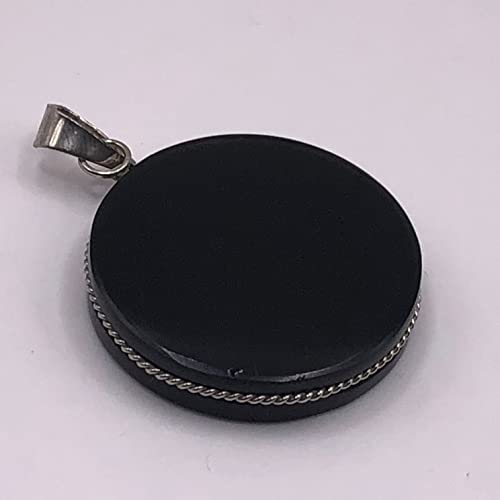 Genérico 1.18" Obsidian round pendant Necklace scrying, disk, polished, Black round mirror, handmade2