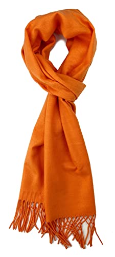 Plum Feathers Rich Solid Colors Cashmere Feel Winter Scarf (Orange) #TOP15