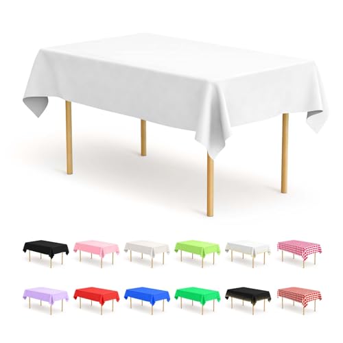 BOUBONI 4 Stück Weiß Einweg Tischdecken 137 x 274 cm Rechteckige Party Tischdecke Geeignet für Hochzeiten Catering Outdoor und Themenveranstaltungen