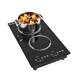 GTKZW Induktionskochfeld 2 Platten 3000W, Domino Einbau und Freistehende Kochplatte, Elektrisch...