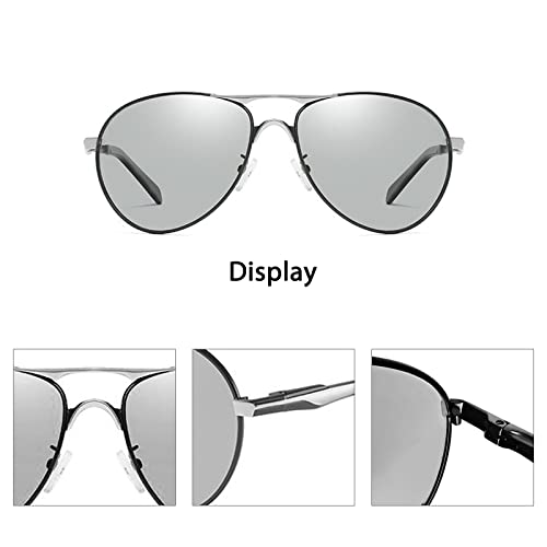 K.LAVER Photochromic Polarized Aviator Sunglasses For Men Women Spring Hinge Anti Glare UV400 Night Vision Driving Glasses3