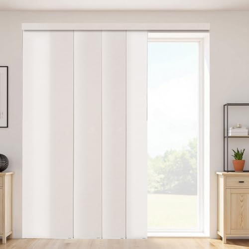 VEVOR Panel Track Blinds, Extendable Track from 45.8 in to 86 in W, Trimmable Panel Curtains Up to 96 in H, Adjustable Vertical Panel Blinds for Sliding Doors, Patio Doors, Room Divider, Light Brown