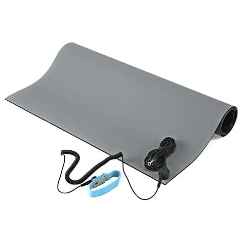 MWRF ESD Mat Kit with Wrist Strap and Grounding Cord - MWRF Source (18" x 47", Gray) Cover