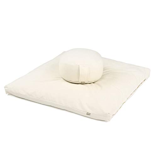 Bodhi Meditations-Set | ECO Serie | Meditationsmatte (Zabuton) & Rondo Meditationskissen | Mit Bio-Dinkelfüllung | Bezug aus 100% Bio-Baumwolle...