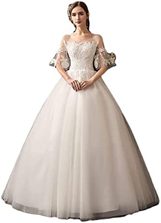 فستان زفاف للنساء ، فستان سهرة بأكمام طويلة من الدانتيل