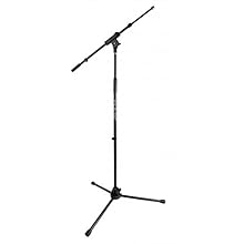 The PLS00040 is a stage quality microphone stand, complete with folding legs for transportation and an adjustable length boom arm. Suitable for most stage and studio applications. Metal construction, T-nut style knobs, Plastic twist-grip height adjus...