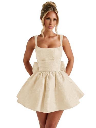 Satin Jacquard Homecoming Dresses 2025 Spaghetti Straps Mini Short Prom HOCO Dress with Bow