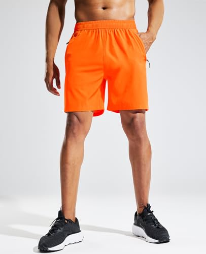 Image of MIER Men's Quick Dry Running Shorts with Zipper Pocket Elastic Waist Athletic Workout Exercise Shorts