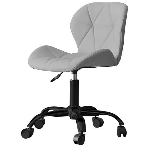 Image of Amazon Brand - Umi Home Swivel Height-Adjustable Faux Leather Office Computer Study Desk Chair for Salon, Spa in Light Grey Color