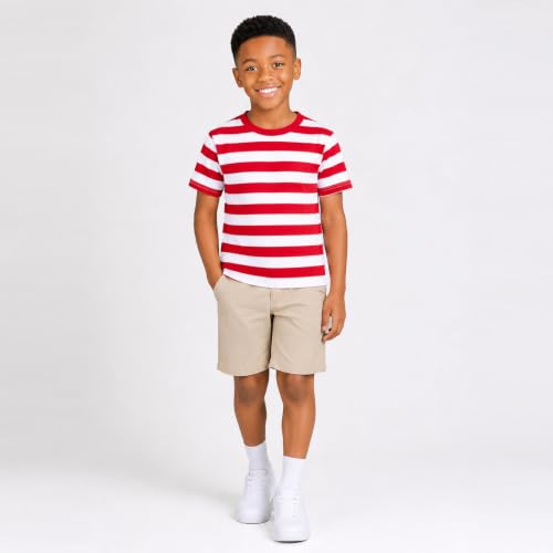Image of Mud Kingdom T-Shirt for Boys Short Sleeve Plain Cotton Classic Summer Casual Stripe