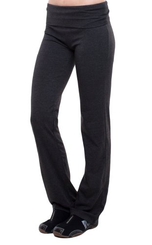 T-Party Fold-Over Waist Yoga Pants, Charcoal - //coolthings.us