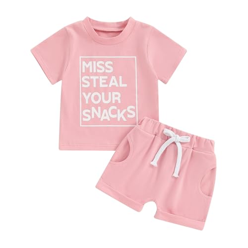 Image of allshope Toddler Baby Girl Summer Outfit Short Sleeve T Shirt Top Casual Shorts Set Infant Newborn Clothes 6 12 18 24 Month