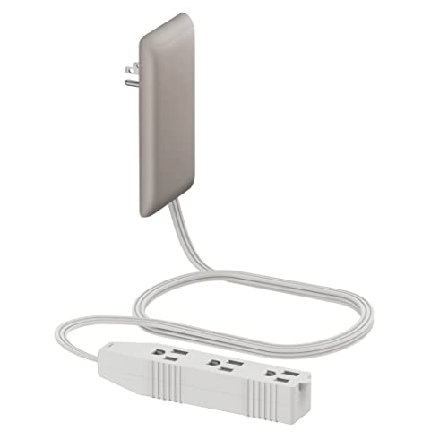 Image of LIDER Flat-Face Outlet Extender with 3 Receptacles, Ultra-Thin Wall Plate Plug with Cord Extender and 3-Outlet Power Strip, 3ft Cord, LWE3-315-NK, Nickel