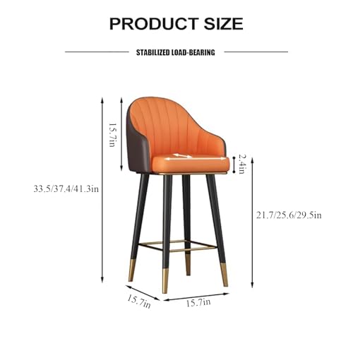 Tabourets de bar en cuir synthétique design moderne jaune par 2