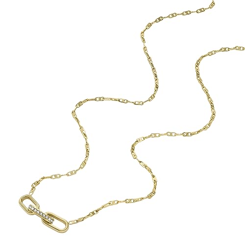 Image of Fossil Women's Gold-Tone Stainless Steel Pendant Chain Necklace for Women