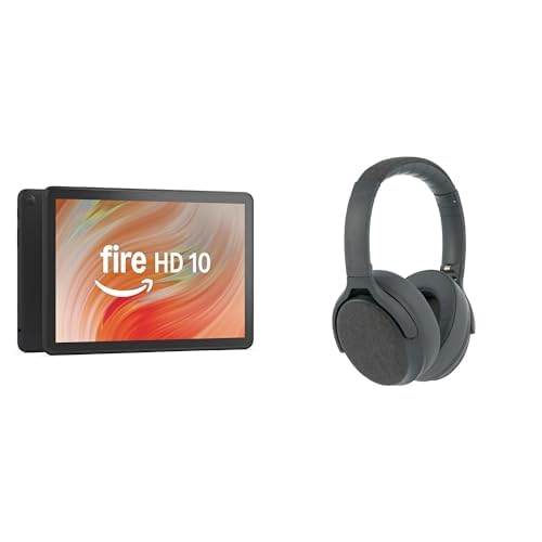 Amazon Fire HD 10 tablet (32 GB, Black) Noise Cancelling Headphone Bundle