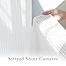 NICETOWN White Striped Sheer Curtains 96 inches Long for Living Room 2 Panels, Non-See-Through Semi Chiffon Grommet Window Treatment Light Filtering Drapes for Home Office Bedroom 52