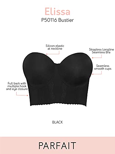Parfait Elissa P50116 Women's Full Bust And Full Figure Strapless Longline Bra-Black-40D #TOP4