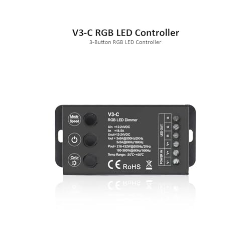 Controlador LED RGB 3CH frecuencia PWM opcional y control remoto 2,4G 3