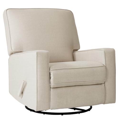 Image of Harkawon Swivel Rocker Recliner Chair, Glider Rocker Recliner, Rocking Chair Nursery, Fabric Chair with High Back, Deep Seat, for Living Room, Bedroom, Beige
