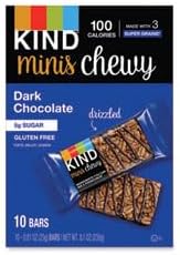 KINDBar Minis, Chewy Bar, Dark Chocolate, Gluten Free, 100 Calories, Low Sugar, 80 Count