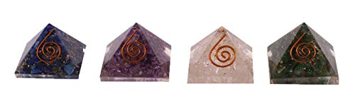 Aatm Gemstone Ametyst, Crystal, Lapis & Jade Orgone Pyramid (1 Inch) (Stone for Upper Chakra)