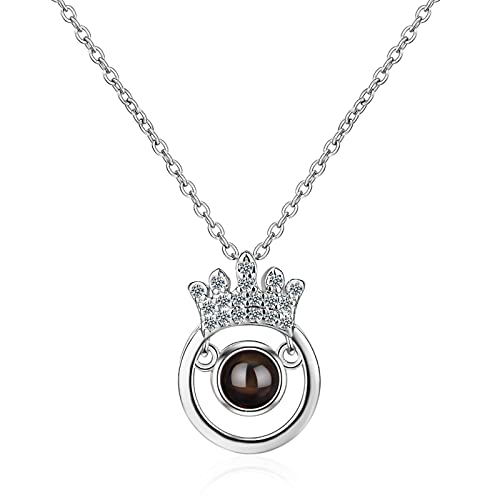 Collier pendentif chaîne ajustable argent 925 anti-allergie couronne - 2