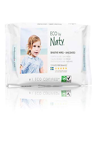 Naty Eco Sensitive Lightly Unscented Wipes - 56 per pack -- 12 packs per case.