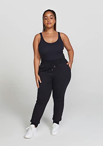 Calça Básica Feminina Jogger Cintura Alta Em Moletom Peluciado Preto G