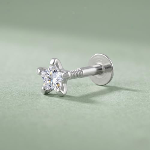 Image of Parnika 925 Sterling Silver Solitaire CZ Nose Pin | Small Size Piercing Nose Stud with Secure Screw Back | Elegant Silver Nose Ring for Women & Girls