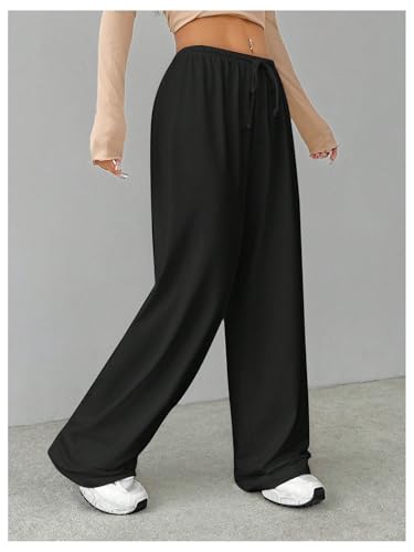 Women's Baggy Wide Leg Pants Elastic Drawstring Waist Casual Sweatpants Trousers2