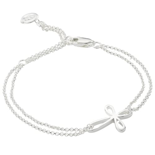 Cherish Cross Bracelet – 925 Sterling Silver Girls' Jewelry for First Communion, Baptism, Quinceañera, Flower Girl or Bridesmaid Gift