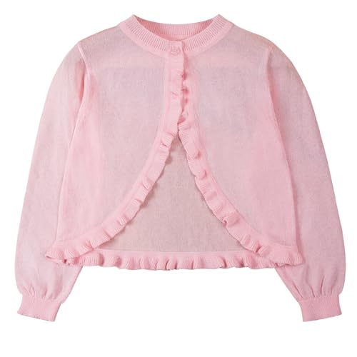 Image of Danny D Toddler Girls Open Front Shrug Cardigan Children Knit Long Sleeve Bolero with Button Closure for 2Years-7Years