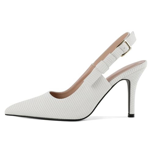 SAMMITOP Womens Slingback High Heels Pointed Toe Stiletto Bowknot Pumps Knitted Slip On Fashion Wedding Bridal Prom Dress Shoes 3.5 Inch4