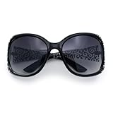 SA106 Womens Rhinestone Oversized Rectangular Butterfly Thick Arm Fashion Sunglasses Black Frame Smoke Lens