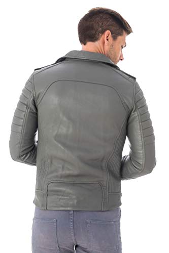 Image of Men's Lambskin Leather Bomber Biker Jacket