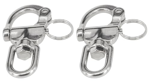 MAMDAFAON Swivel Eye Snap Shackle, 316 Stainless Steel Quick Release Snap Shackle for Marine Hardware Rigging and Sailboat Hardware, 2pcs Quick Release Swivel Clip