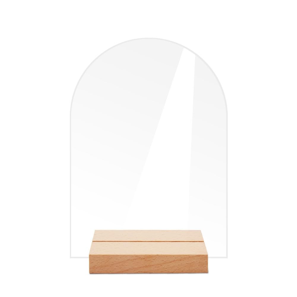 FYOBOT 12PCS DIY Blank Acrylic Table Sign Clear Sign with Stand Transparent Arch Table Numbers Table Card Wedding Decoration, Easy Install C