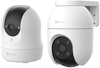 EZVIZ 4K Caméra Surveillance WiFi Intérieure 360 °, Camera Bébé avec WiFi 2.4/5Ghz et Camera Surveillance WiFi Extérieure à 360° avec Détection de Forme Humaine/Véhicule, C6N G1 et C8c 6mm