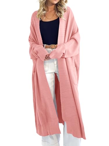 Image of Danedvi Womens Long Cardigan Sweaters 2026 Spring Chunky Knit Oversized Slouchy Open Front Warm Coats with Pockets