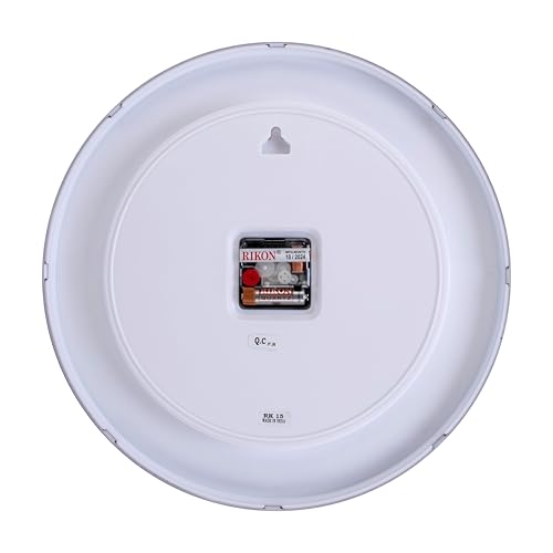 Image of Rikon RK 15 SW Round Circular Analog Wall Clock - Designer Beige with Silent Movement, Stylish & Modern for Home & Office (39.37 x 39.37 cm)