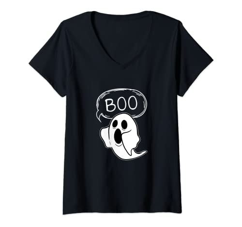 Mujer Desaprobación Fantasma Miedo Halloween Spooky Poltergeist Camiseta Cuello V