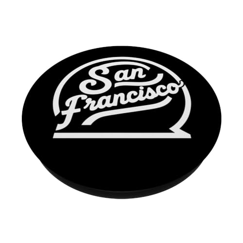 San Francisco Skyline California Retro Bay Area Oakland SFO PopSockets Swappable PopGrip, Black - Image 2