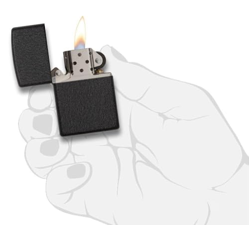Image of Zippo Metal Black Crackle, Black, Pocket Fuel, Windproof Premium Lighter (BIS Certified)