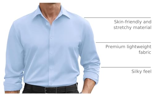 Image of COOFANDY Mens Stretch Dress Shirts Long Sleeve Button Down Shirt Regular Fit Formal Business Shirts