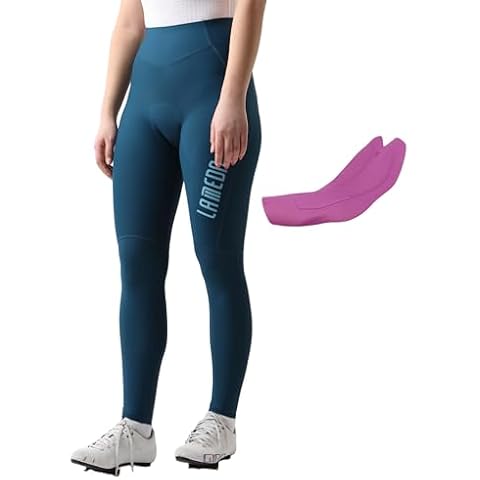 LAMEDA Bike Pants for Women, High Waist 3D Padded Cycling Pants Breathable Quick Dry Bike Trousers Tights Bicycle Leggings Blue Cover