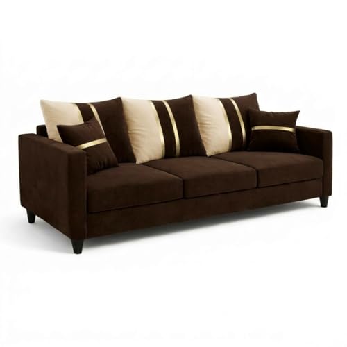 Image of Jester Plush Comfort Sofa | 3 Seater | Luxury Velvet Suede Fabric | Modern Living Room Sofa | Dark Brown