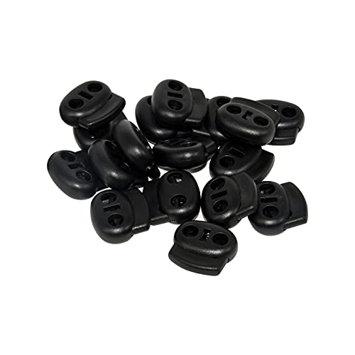 Flyshop Double Holes Black Oval Bean Cord Lock End Toggle Stopper Fastener Slider Toggles End, 10 Pcs, 23Mm X 21Mm X 7.8Mm #TOP4