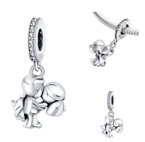 Abalorio colgante recién casados de plata de ley 925,compatible con abalorios Pandora y muchas otras pulseras de abalorios.